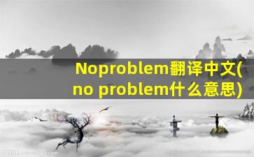 Noproblem翻译中文(no problem什么意思)